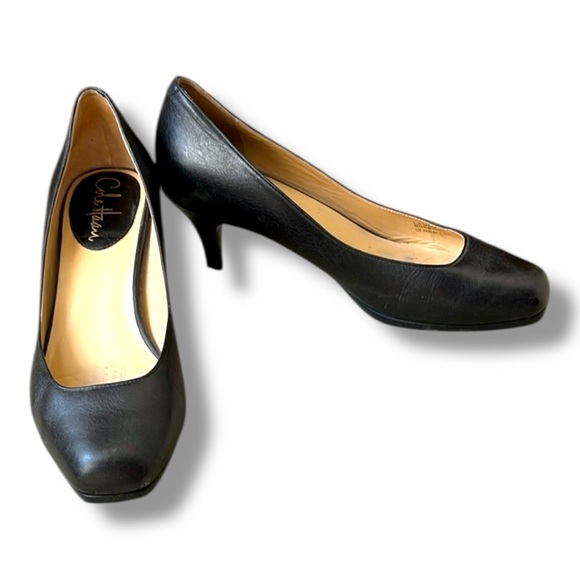 Women’s Cole Haan Black Leather Square Toe Nike Air Carma Dress Pumps, size 7C - Picture 1 of 12